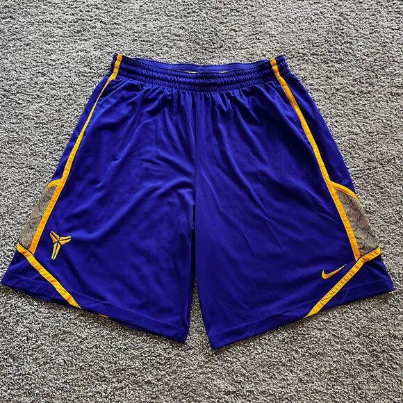 Nike Kobe Bryant Basketball Shorts Mamba Lakers Blue Yellow Mens 3XL Dri-Fit NBA - Picture 1 of 11